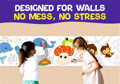 Reusable Doodle Art Roll – 2 Meter Coloring Roll with Watercolors, Crayons & Markers | Creative Wall Coloring Activity for Kids