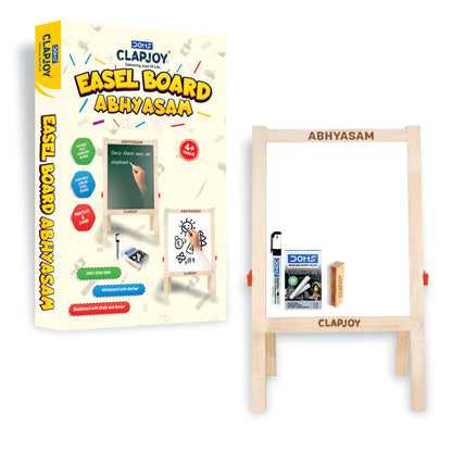 Abhyasam 2-in-1 Double-Sided Wooden Easel Board for Kids | Chalk, Duster & Marker Included | Age 3+