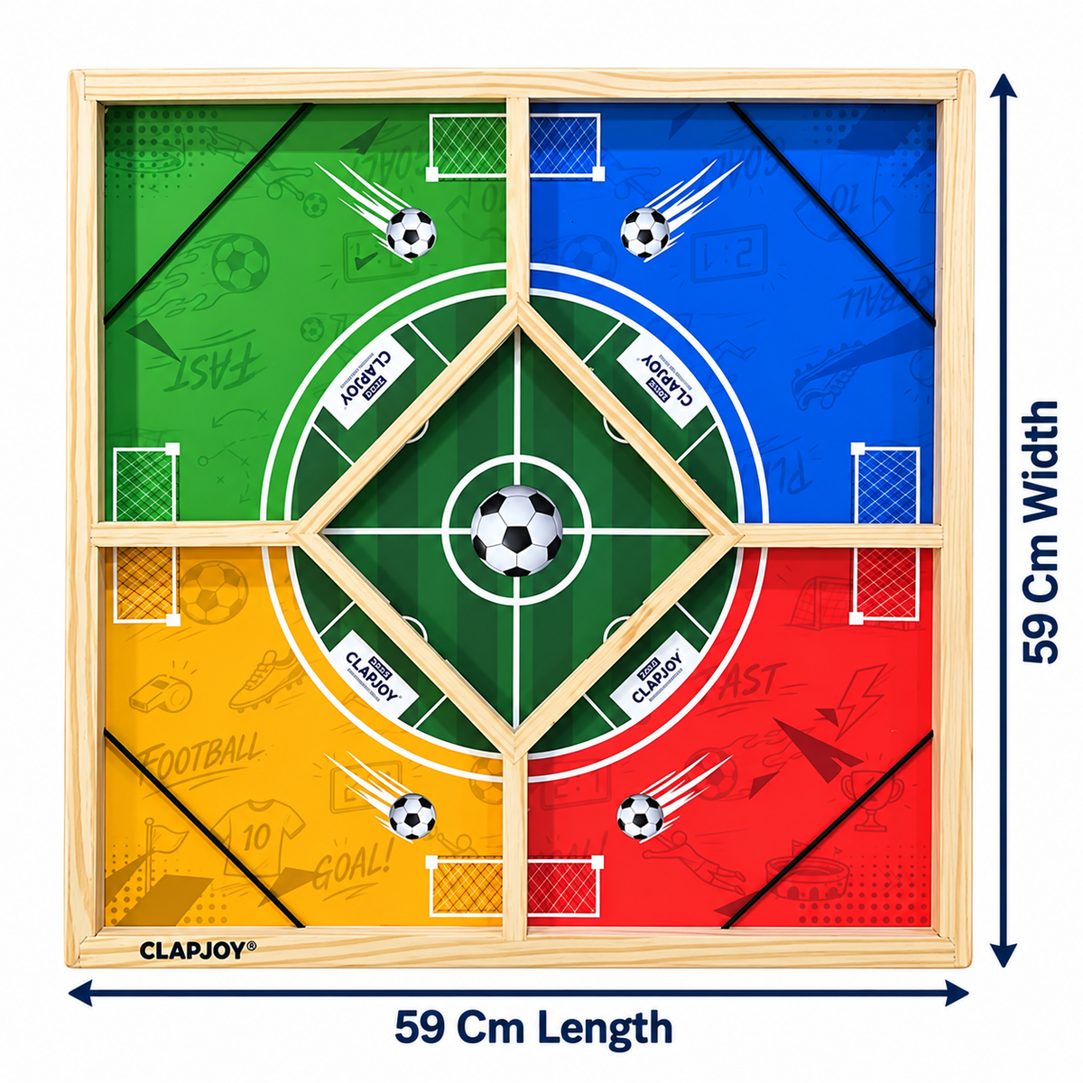Wooden String Hockey Game 4 Players + Ludo Board Game Kids & Adults – 59 × 59 cm