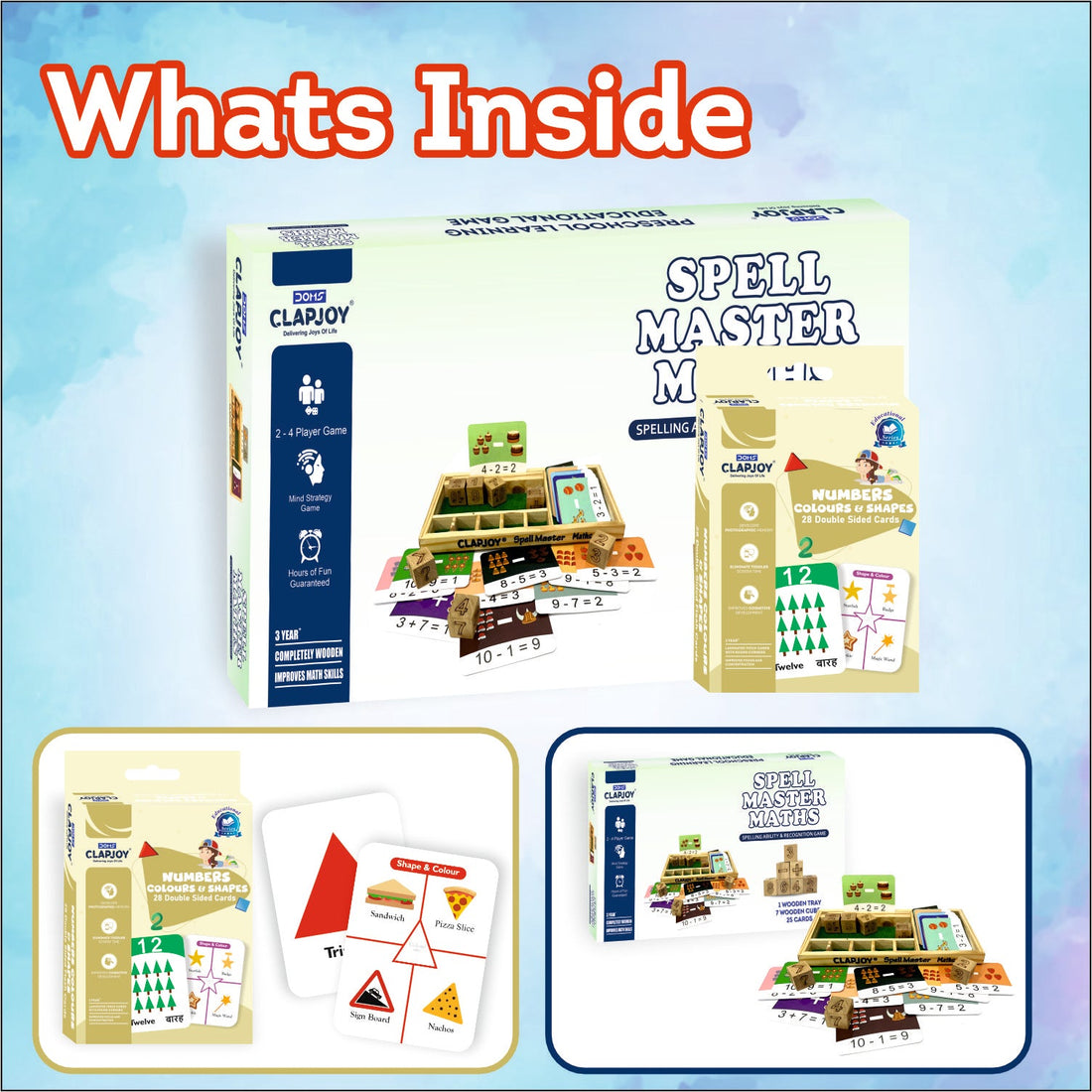 Wooden Math Master and Number Flash Card Combo