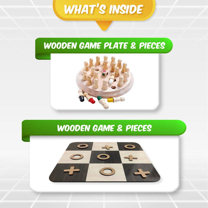Wooden Memory Chess & Tic Tac Toe (Combo)