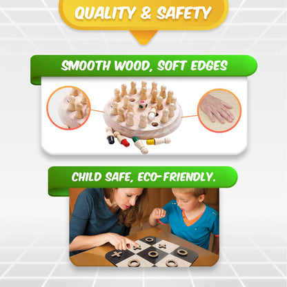 Wooden Memory Chess & Tic Tac Toe (Combo)