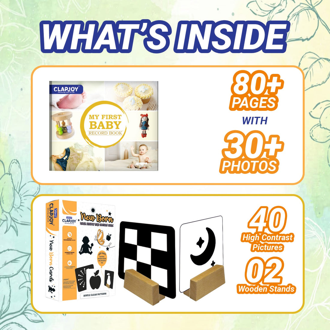 New Born Flash Cards and Baby Record Book Combo