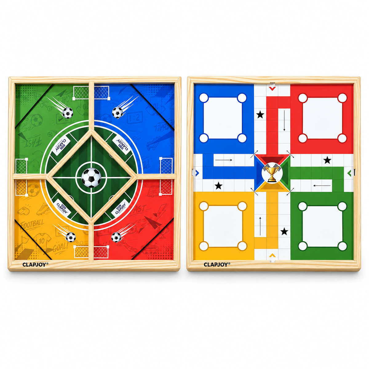 Wooden String Hockey Game 4 Players + Ludo Board Game Kids & Adults – 59 × 59 cm
