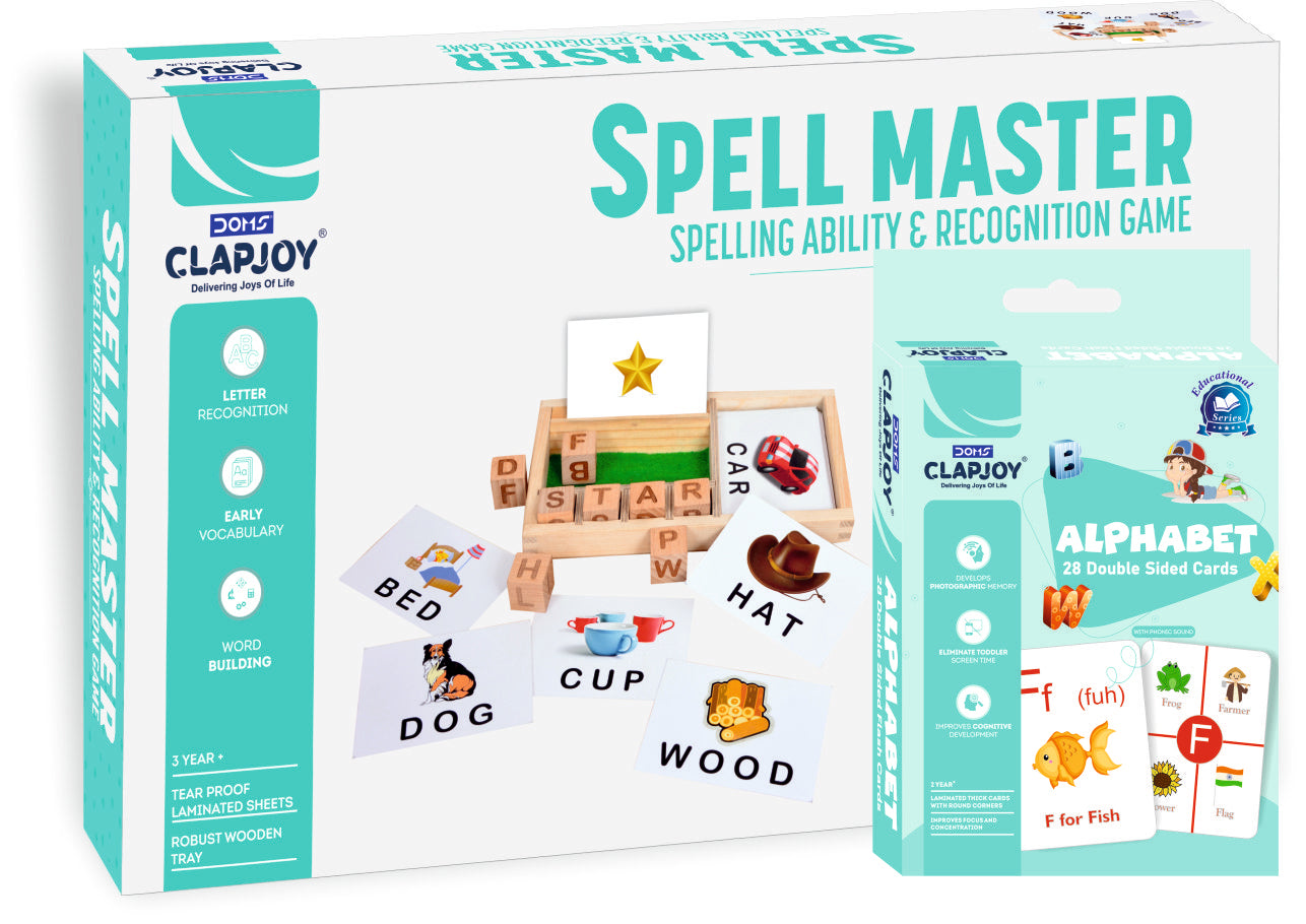 Wooden Spell Master and Alphabet Flash Card Combo
