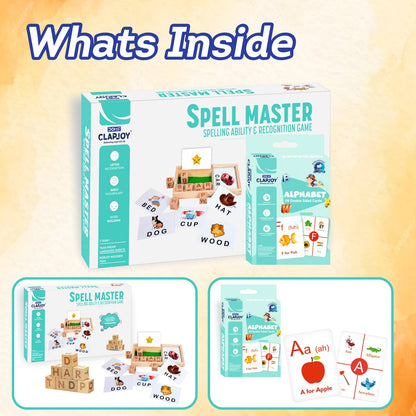 Wooden Spell Master and Alphabet Flash Card (Combo)