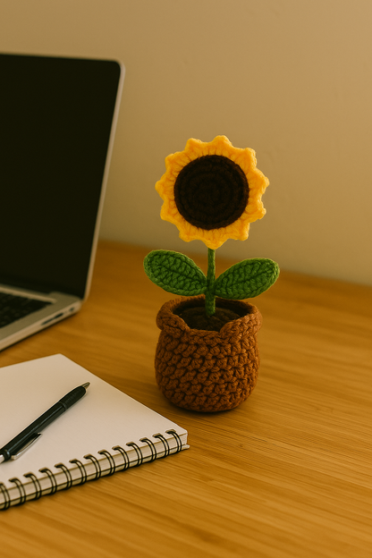 Handmade Crochet Sunflower Pot