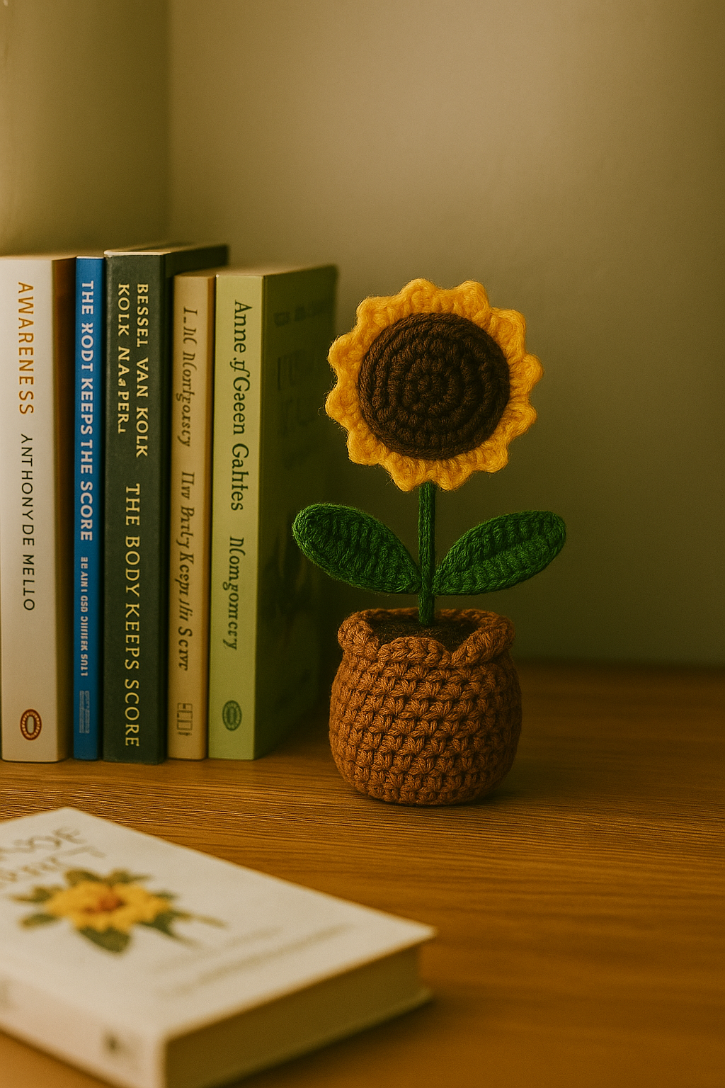 Handmade Crochet Sunflower Pot