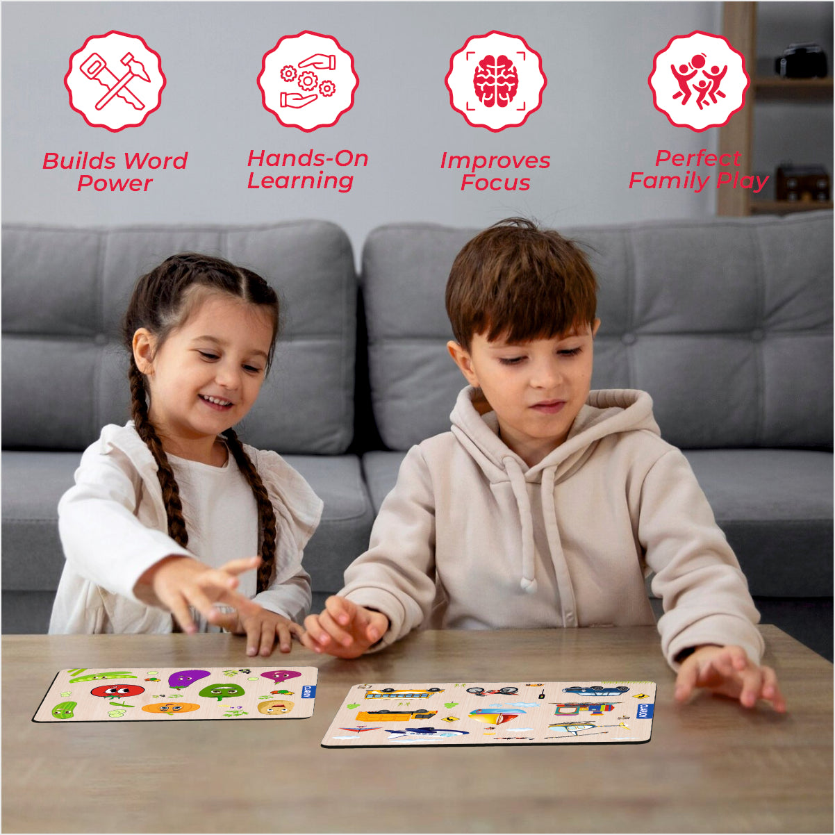 Level 1 Velcro Tray | Animals, Fruits, Veggies & Vehicles