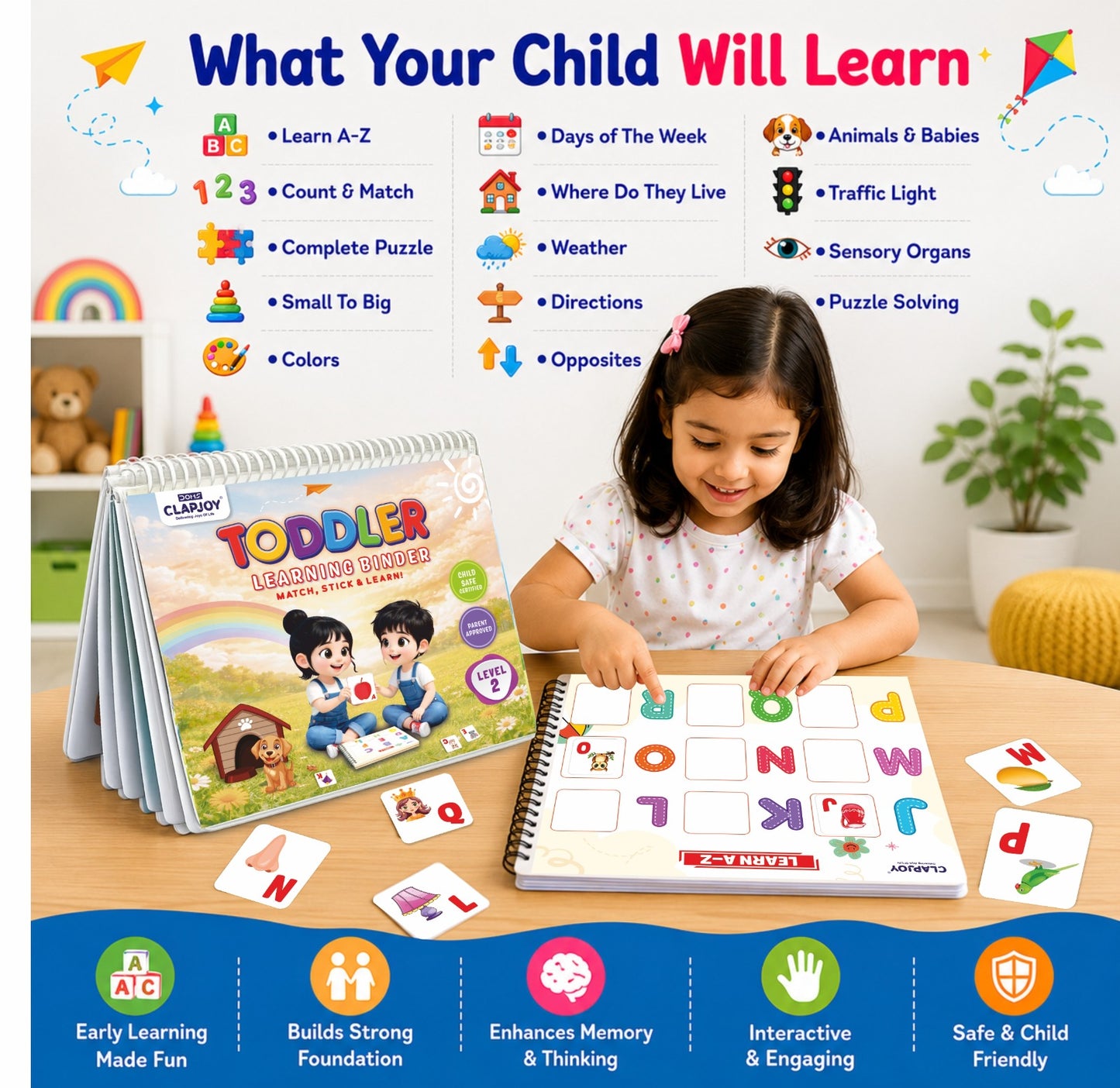 Velcro Learning Binder Level 2 | Reusable Preschool Activity Book 4