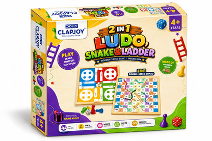 2 in 1 Wooden Ludo & Snake and Ladder
