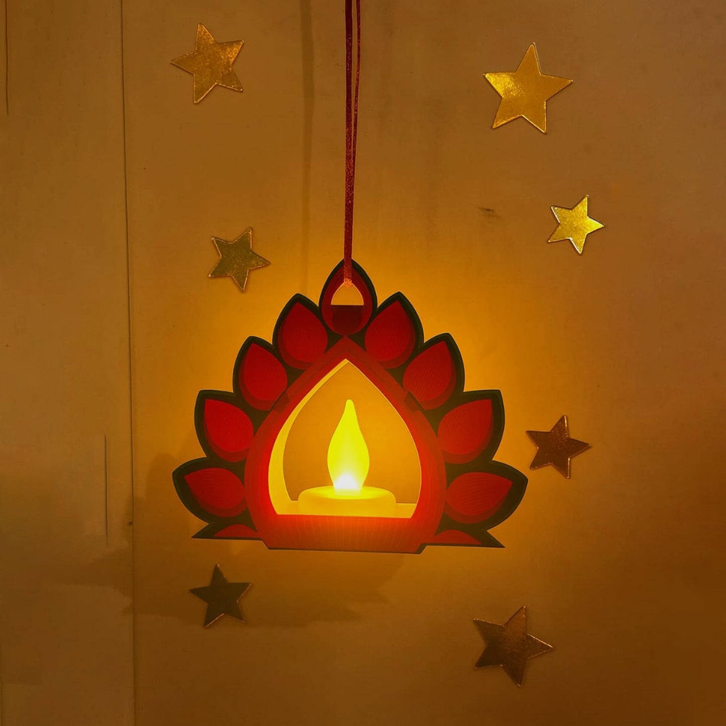 Diwali Gift DIY Kit | 4 Fun Activities | DIY Paper Craft Lanterns and Diyas with Ribbon, Stickers & LED Tea Lights | DIY Art & Craft Kit for Kids
