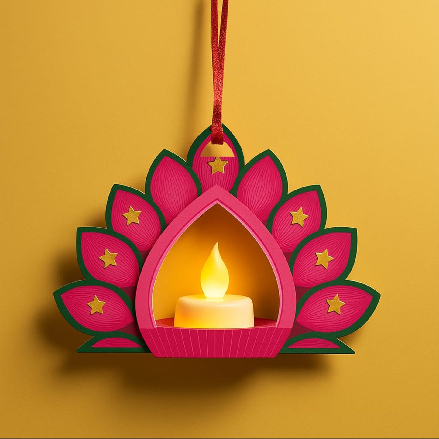 Diwali Gift DIY Kit | 4 Fun Activities | DIY Paper Craft Lanterns and Diyas with Ribbon, Stickers & LED Tea Lights | DIY Art & Craft Kit for Kids