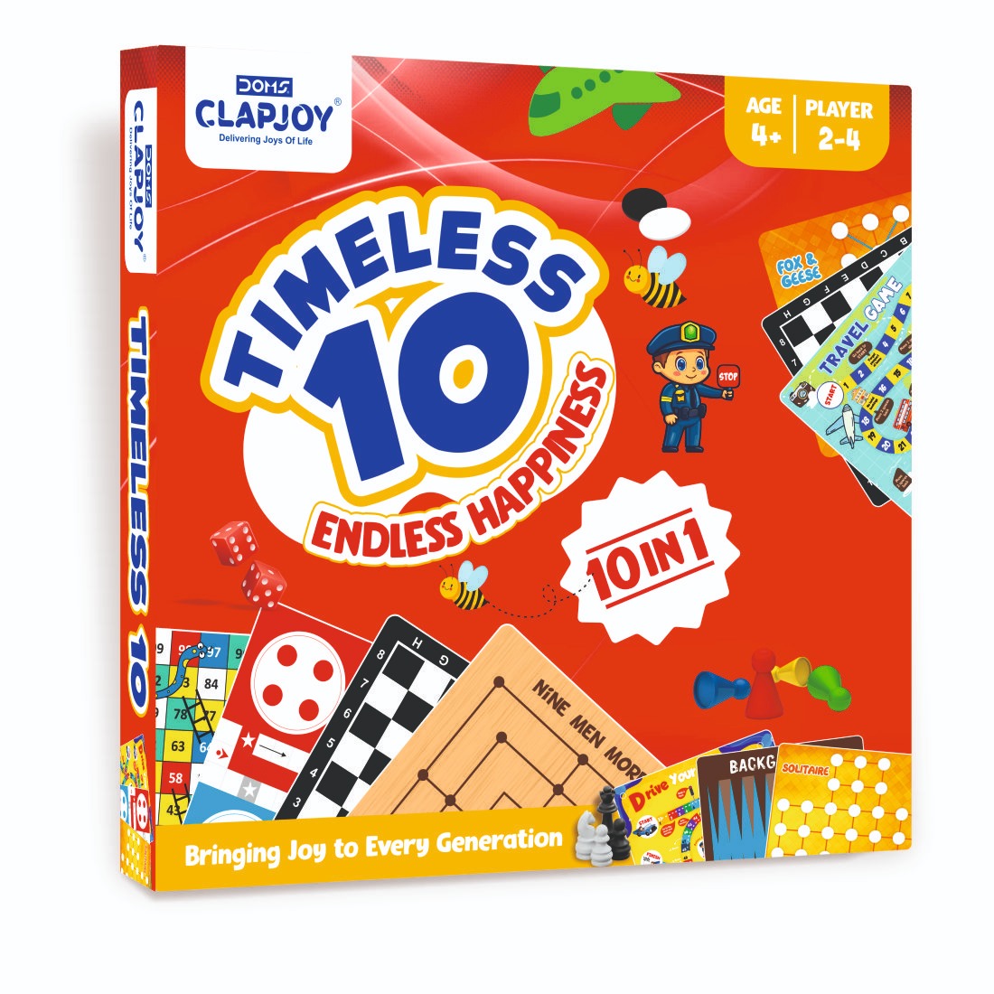 Timeless 10 Classic Family Board Games Gift Box Collection - Ludo, Chess, Snake ladder, Checkers and others