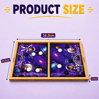 Slingo Space String Hockey Game for Kids | Rapid Action 2-Player Wooden Board Game | 4+ Years