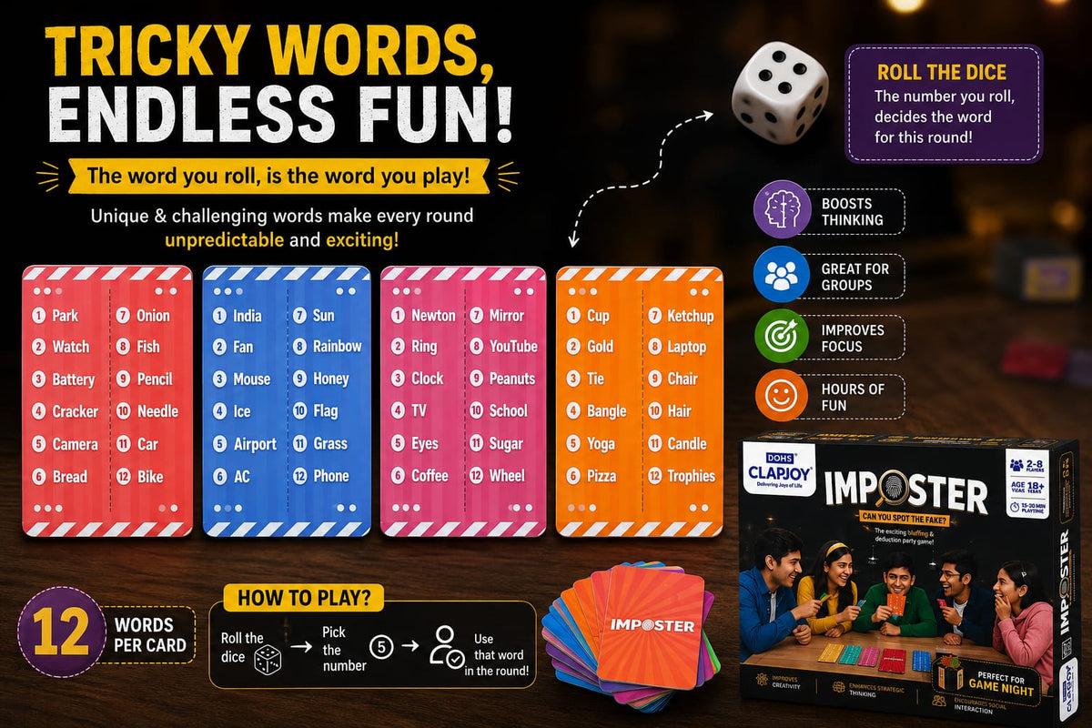 Board & Card Game – Imposter: Can You Spot The Fake? | 80 Cards | Bluffing & Deduction Party Game | Family Game Night | 15-30 Min Playtime | 3-8 Players | Gift for Ages 6, 7, 8, 9 & Up