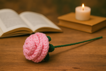 Handcrafted Crochet Pink Rose