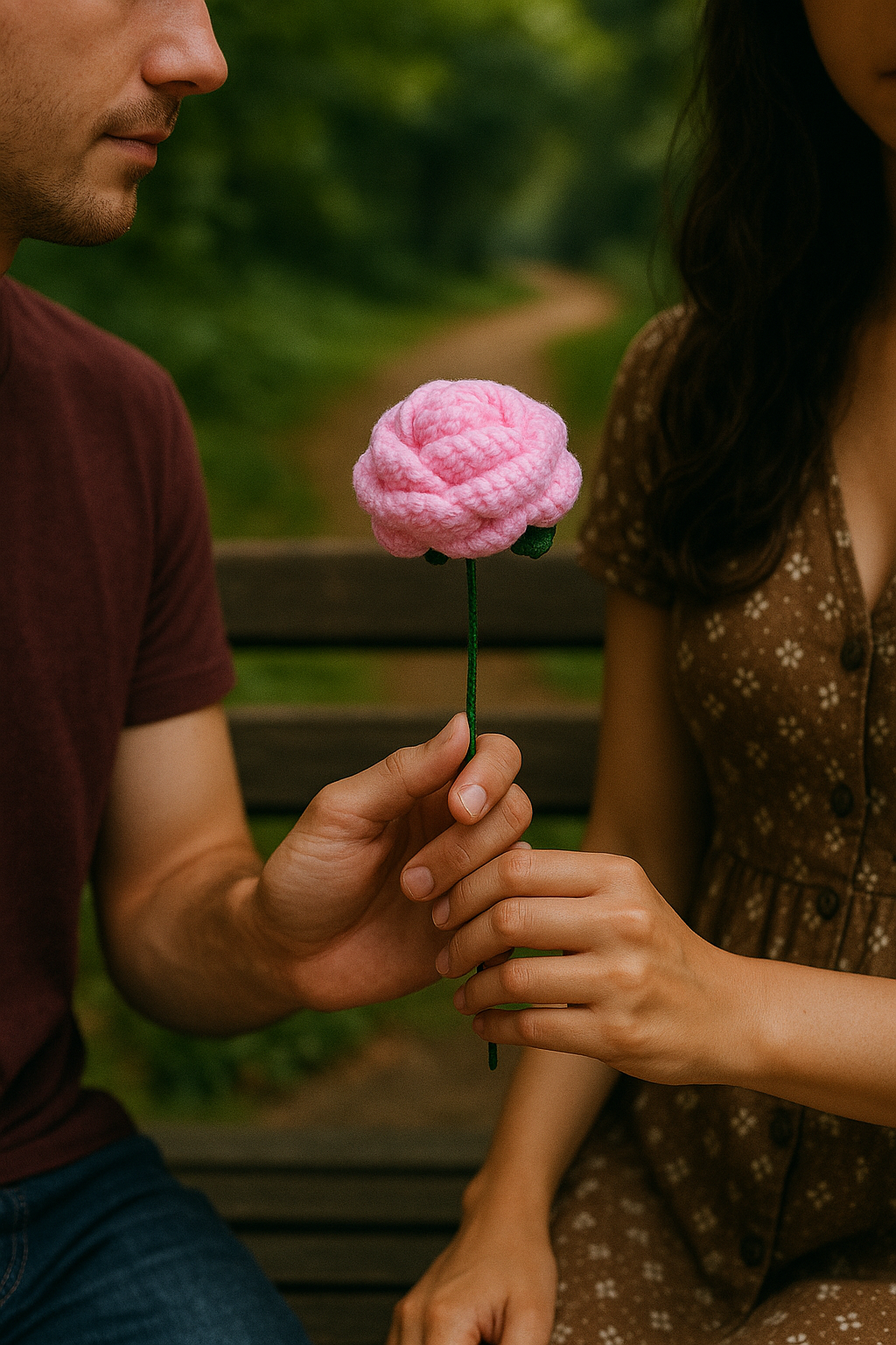 Handcrafted Crochet Pink Rose