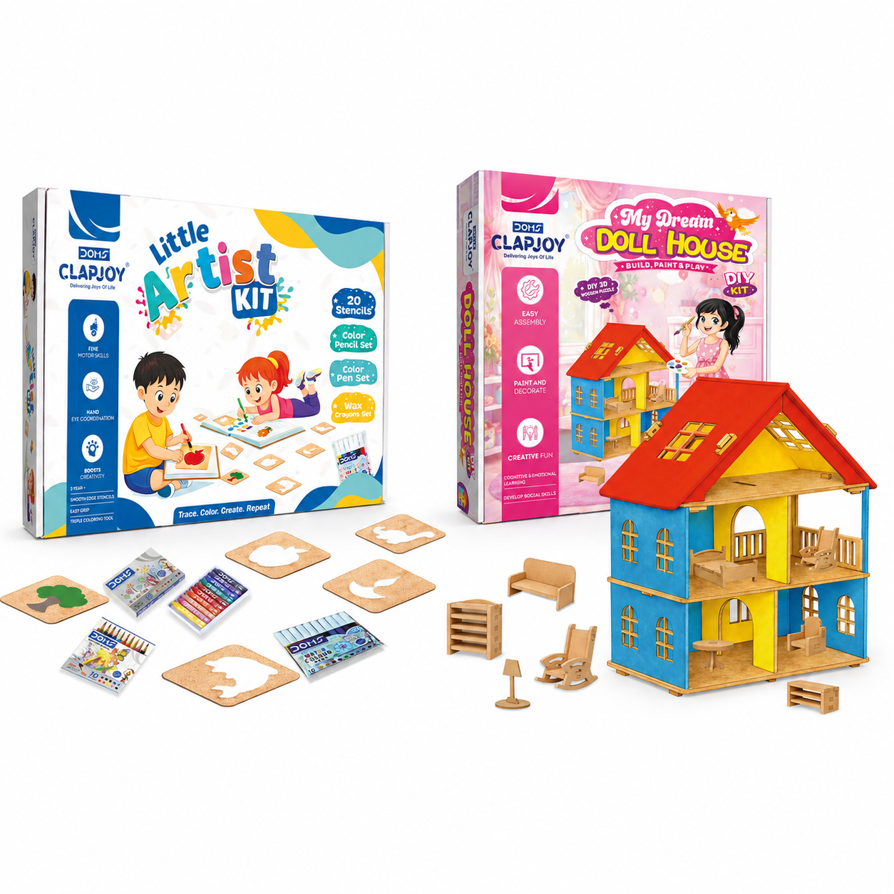 DIY Wooden Doll House & Little Artist Kit (Combo)