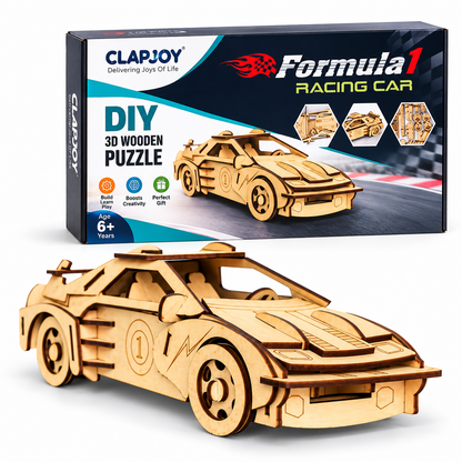 Wooden Car 3D Puzzle – Formula 1 Racing Car DIY Building Kit