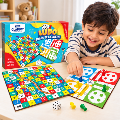 2-in-1 Ludo & Snakes and Ladders Board Game for Kids & Family