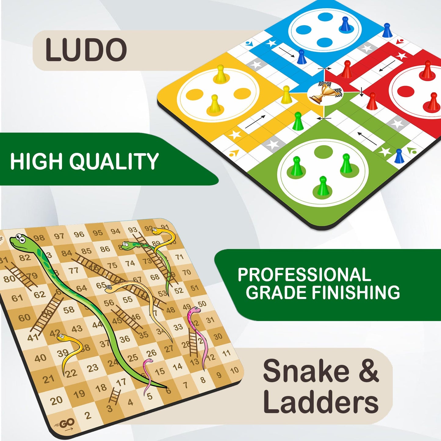 Wooden Classic 4-in-1 Board Game Set | Chess, Ludo, Snakes & Ladders, Tic Tac Toe