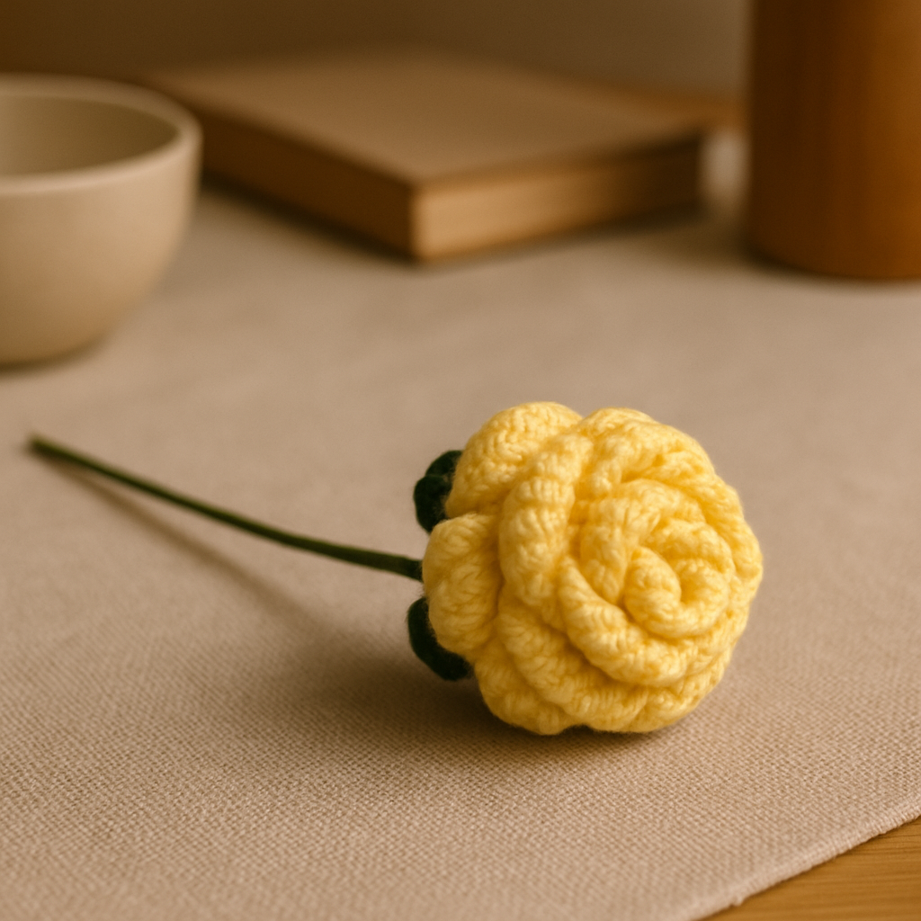 Handmade Crochet Yellow Rose