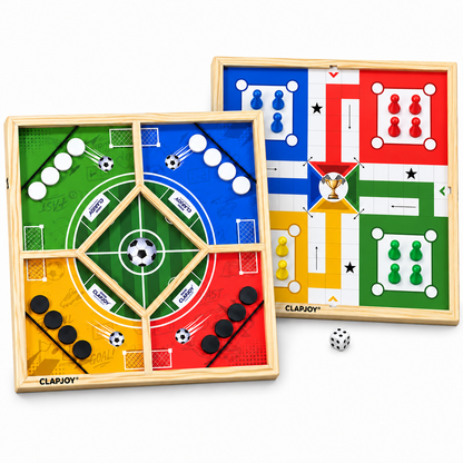 Wooden String Hockey Game 4 Players + Ludo Board Game Kids & Adults – 59 × 59 cm